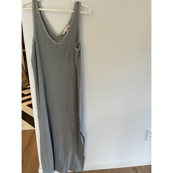 Victoria's Secret Nightgown Sleep Tank Dress Maxi L Gray Cotton Minimalist - Picture 6 of 6